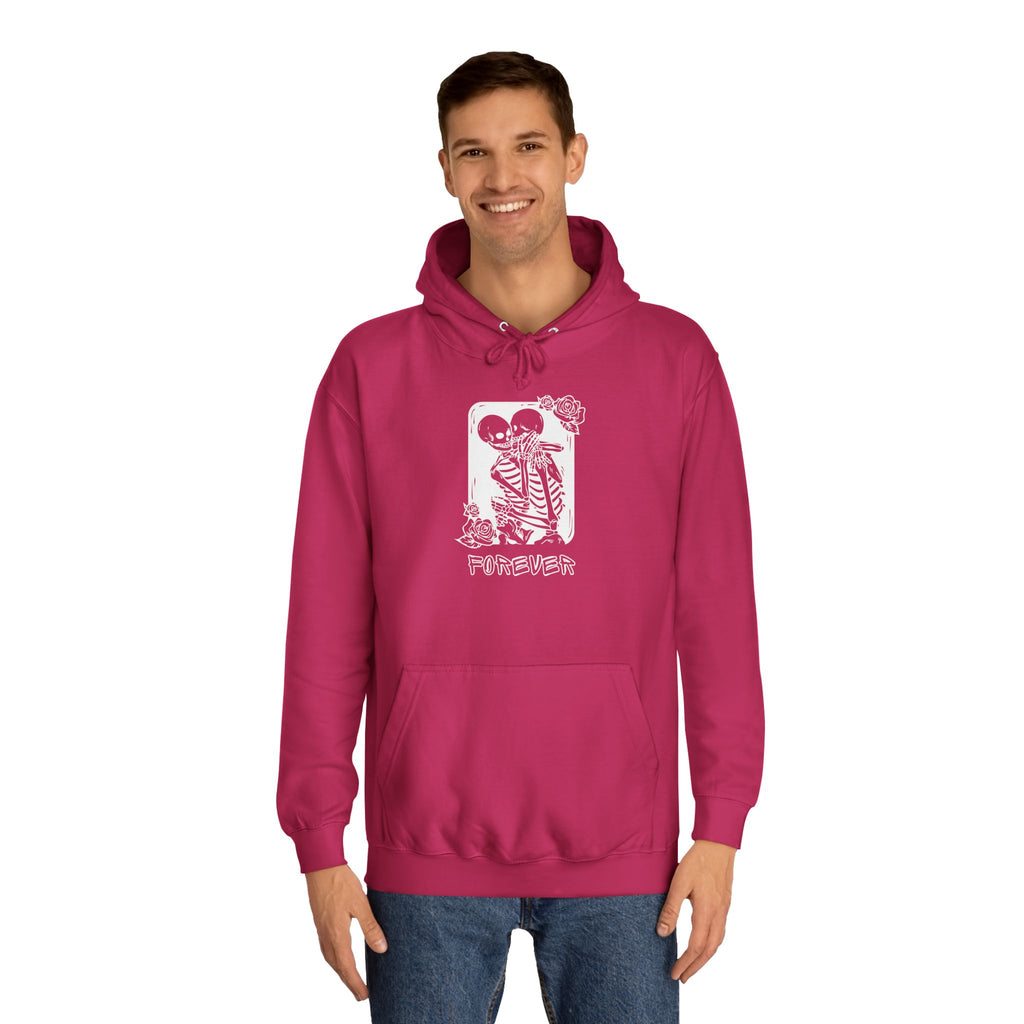 Skeletons in Love Hoodie — Romantic Skull Couple College Hoodie