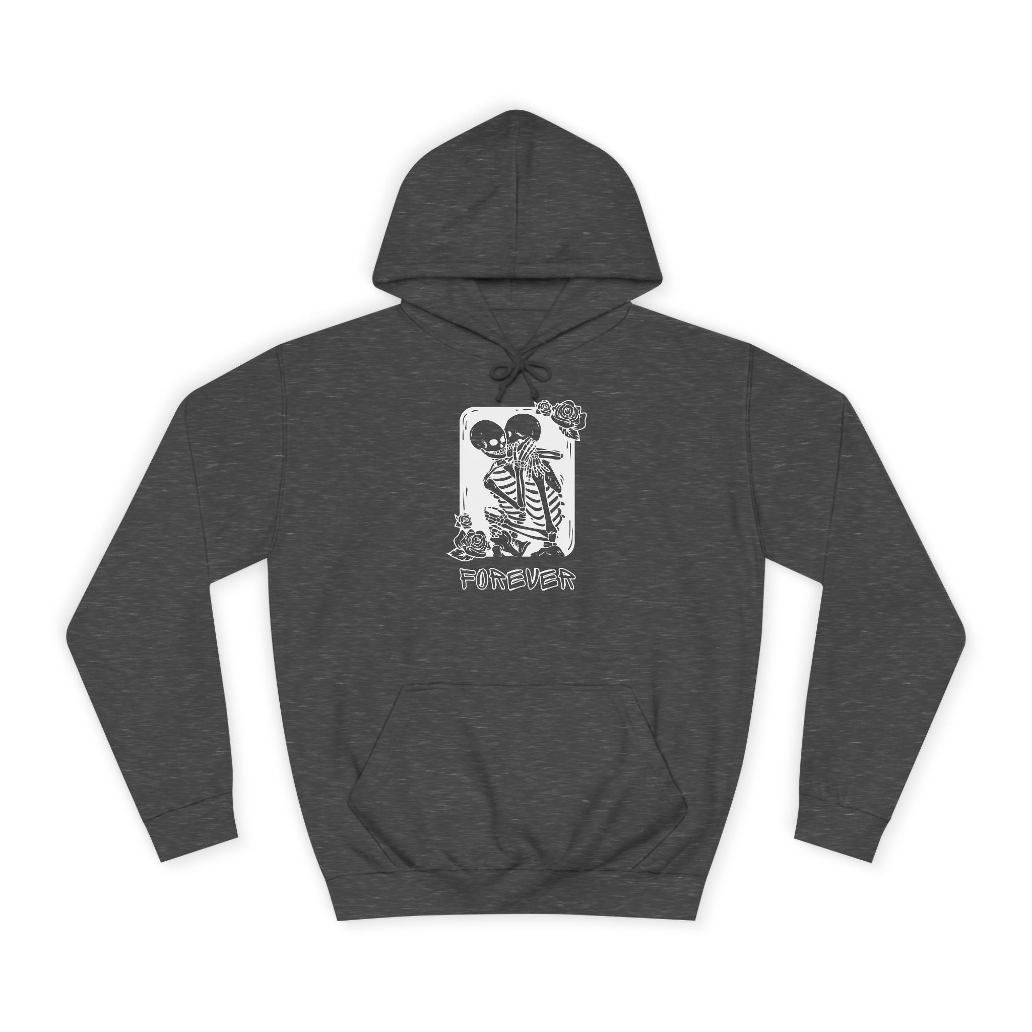 Skeletons in Love Hoodie — Romantic Skull Couple College Hoodie
