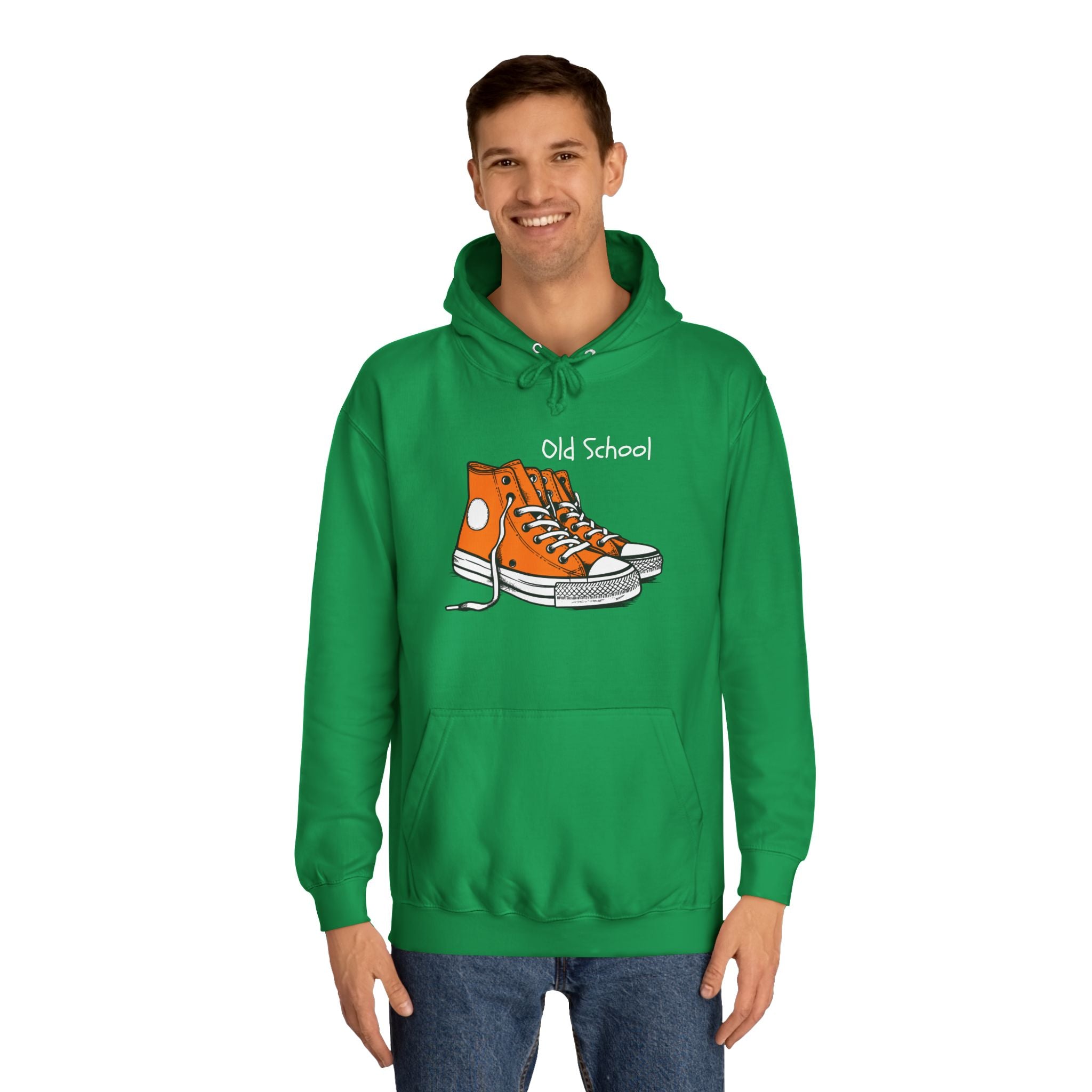Old School Orange Sneakers Hoodie — Retro Converse-Style Graphic Sweatshirt