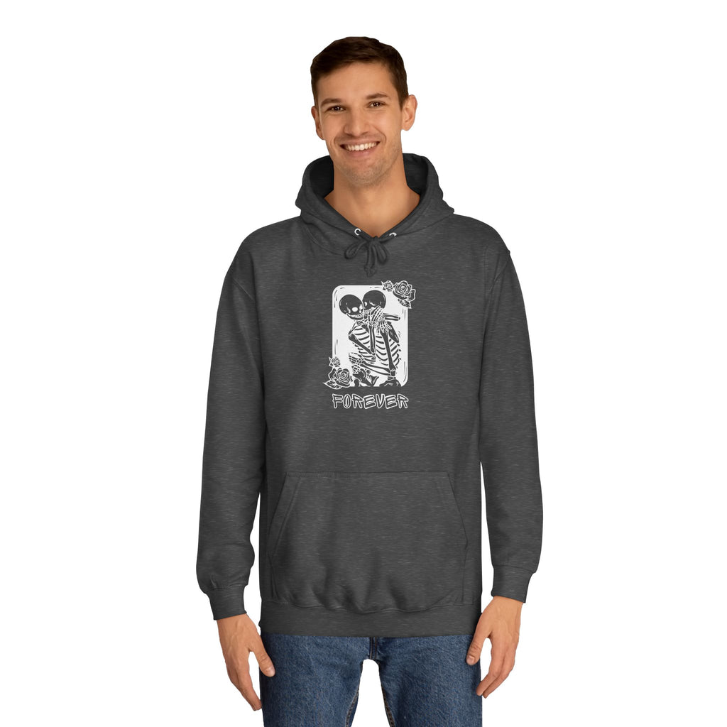 Skeletons in Love Hoodie — Romantic Skull Couple College Hoodie