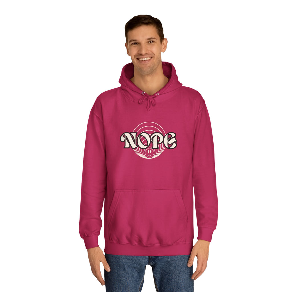 Nope Graphic Hoodie — Retro Script "NOPE" Casual Pullover for Streetwear