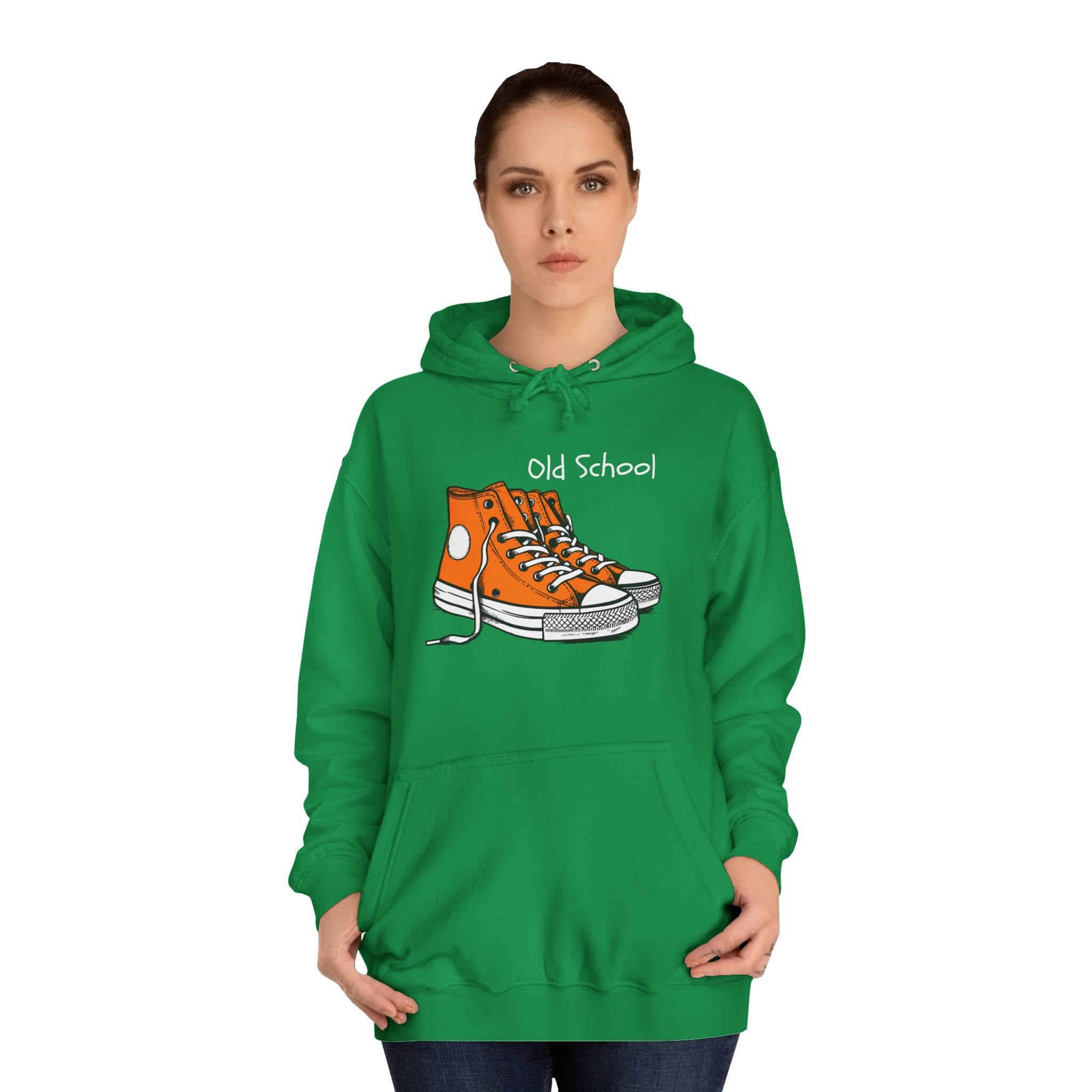 Old School Orange Sneakers Hoodie — Retro Converse-Style Graphic Sweatshirt