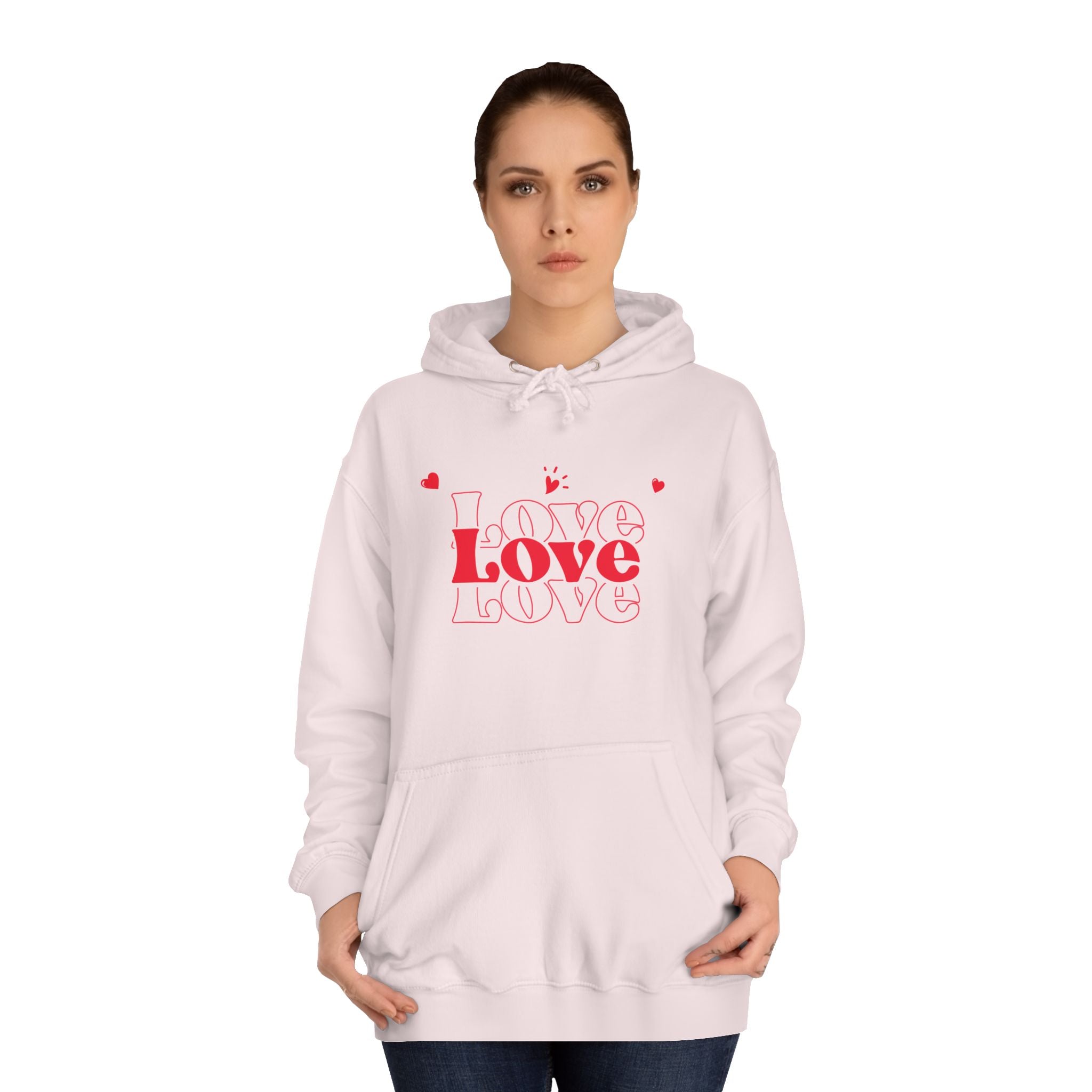 Love Hoodie — Minimal Red Heart Graphic Pullover for Valentine’s Day