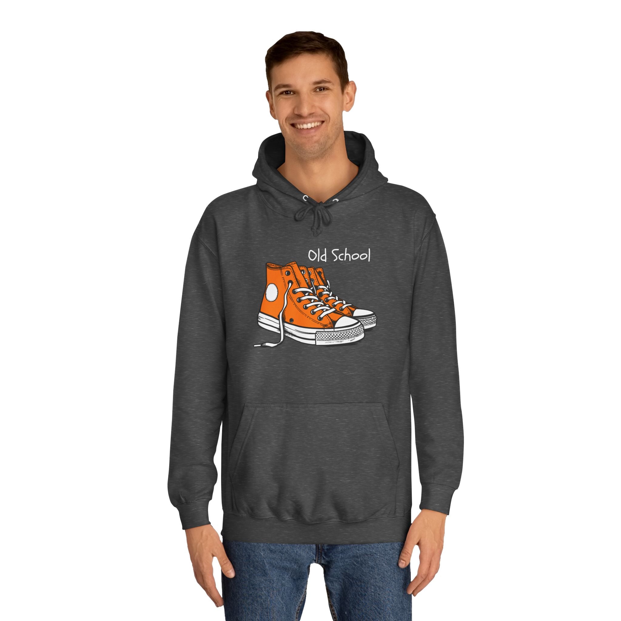 Old School Orange Sneakers Hoodie — Retro Converse-Style Graphic Sweatshirt