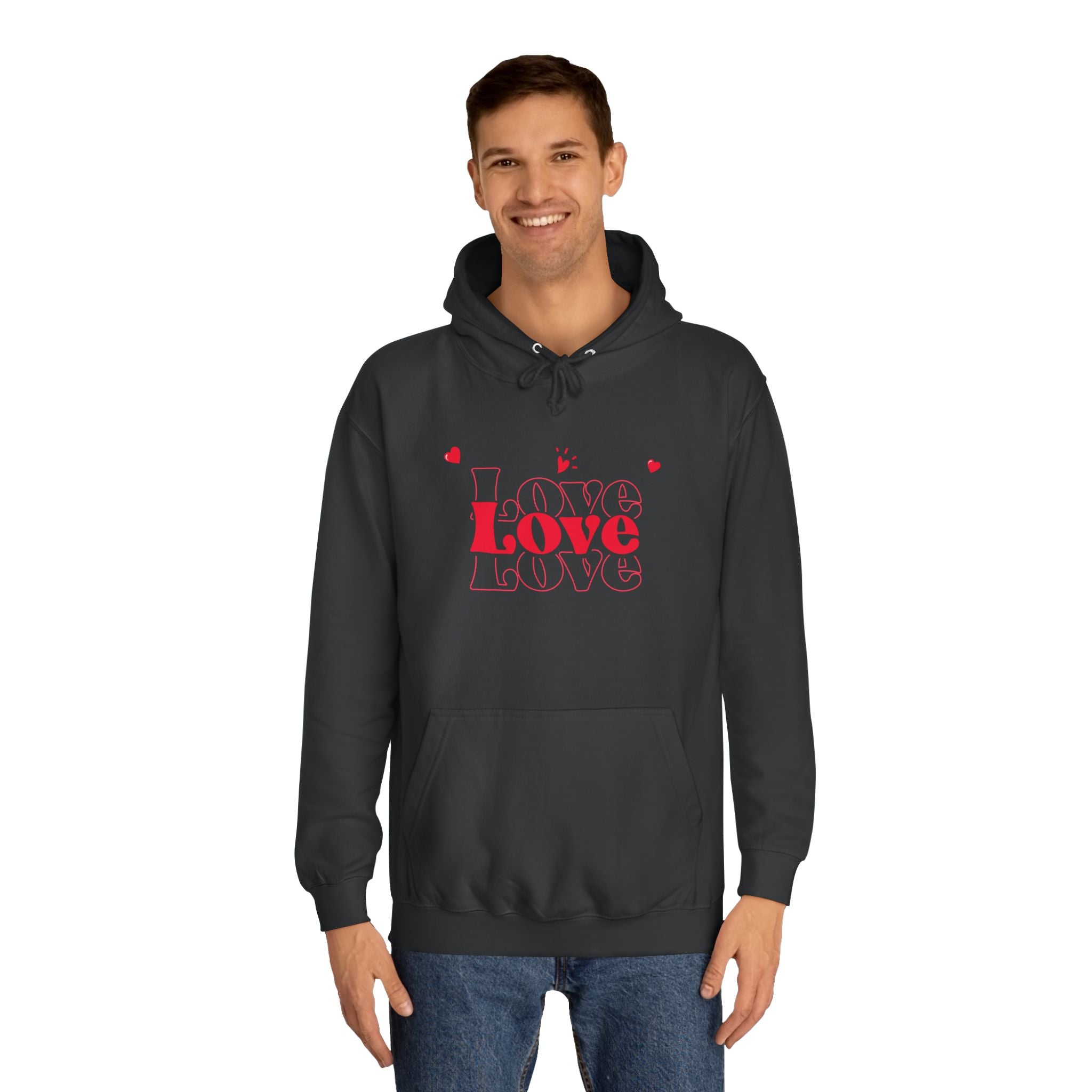Love Hoodie — Minimal Red Heart Graphic Pullover for Valentine’s Day