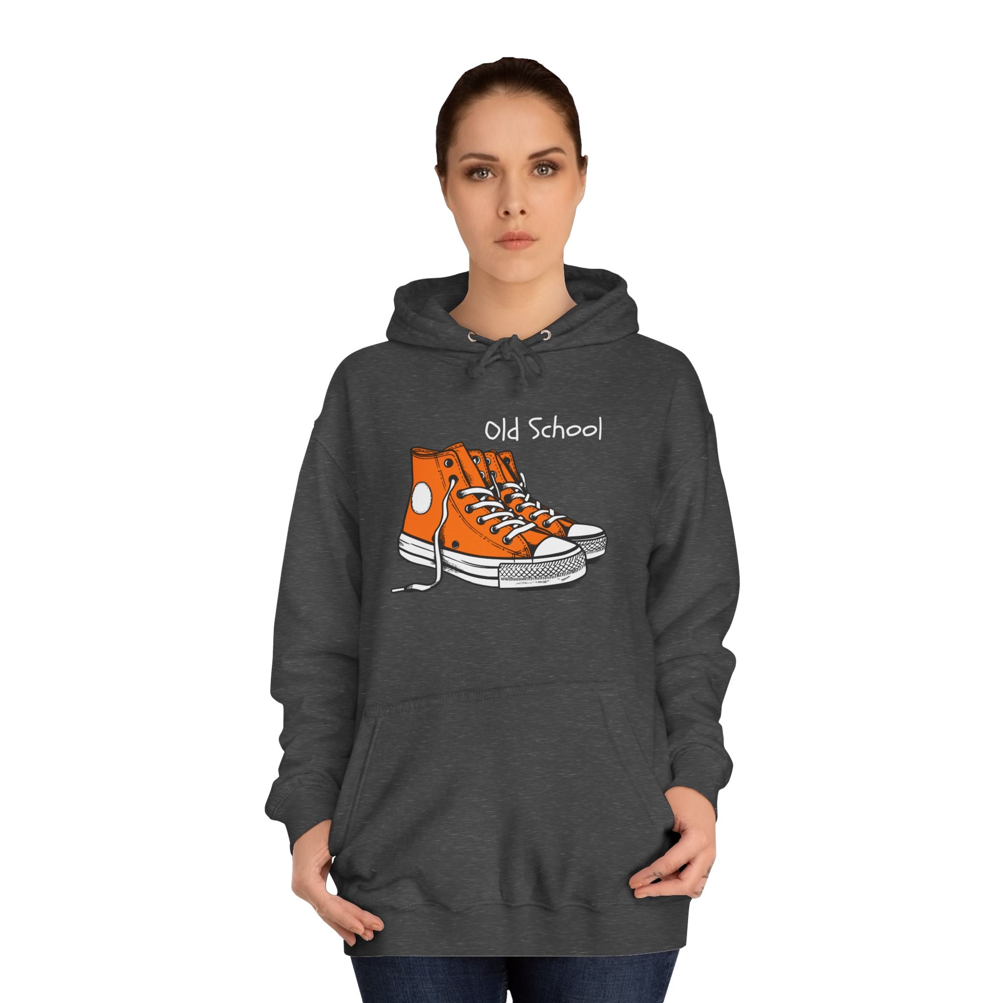 Old School Orange Sneakers Hoodie — Retro Converse-Style Graphic Sweatshirt