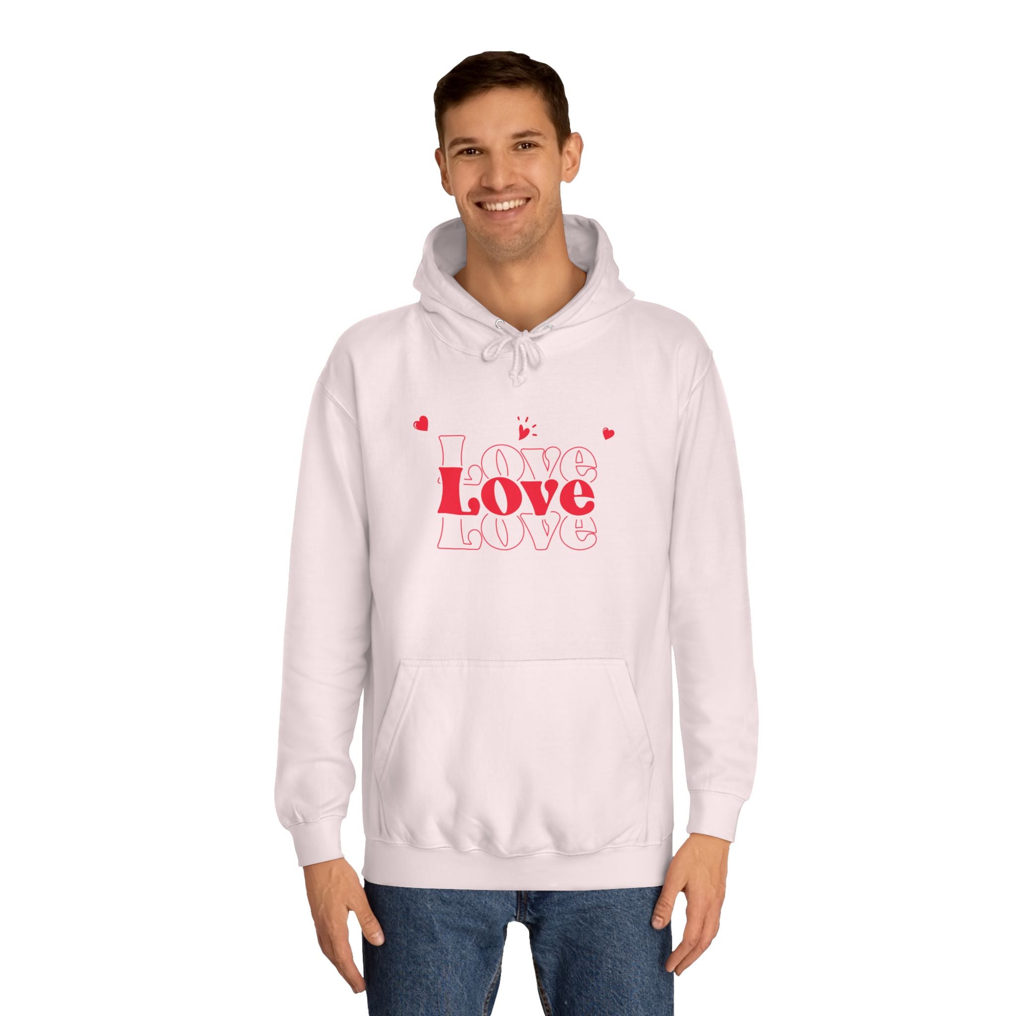 Love Hoodie — Minimal Red Heart Graphic Pullover for Valentine’s Day