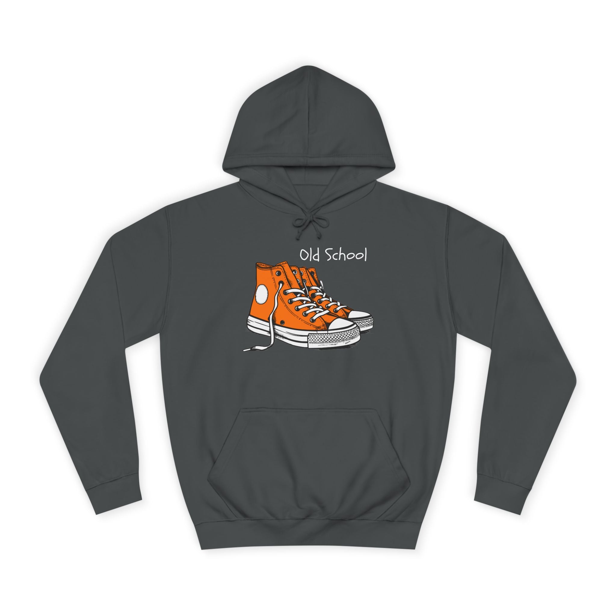 Old School Orange Sneakers Hoodie — Retro Converse-Style Graphic Sweatshirt