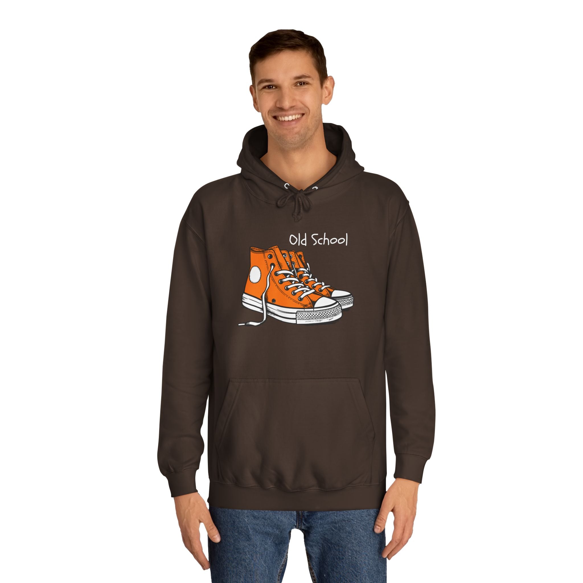 Old School Orange Sneakers Hoodie — Retro Converse-Style Graphic Sweatshirt