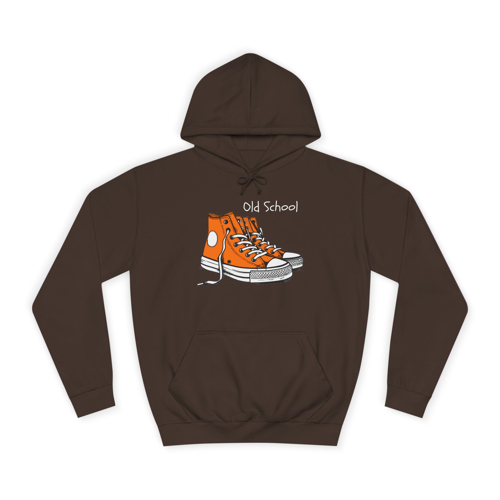 Old School Orange Sneakers Hoodie — Retro Converse-Style Graphic Sweatshirt