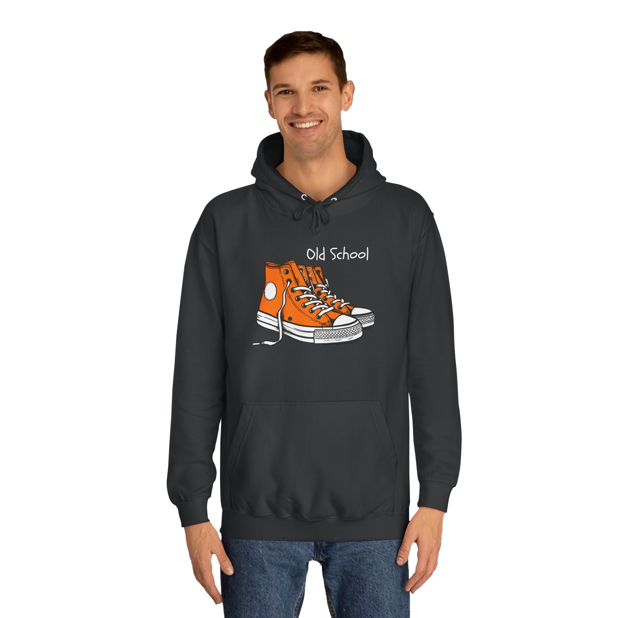 Old School Orange Sneakers Hoodie — Retro Converse-Style Graphic Sweatshirt