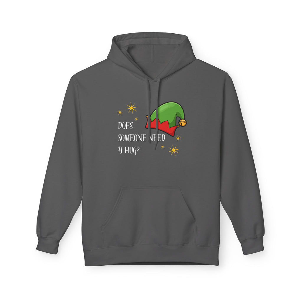 Elf Hug Hoodie — "Does Someone Need a Hug?" Cute Holiday Sweatshirt