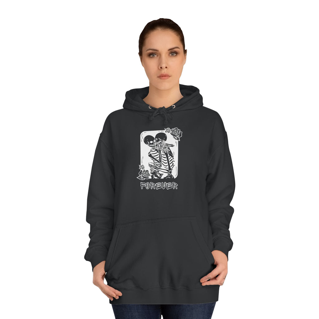 Skeletons in Love Hoodie — Romantic Skull Couple College Hoodie