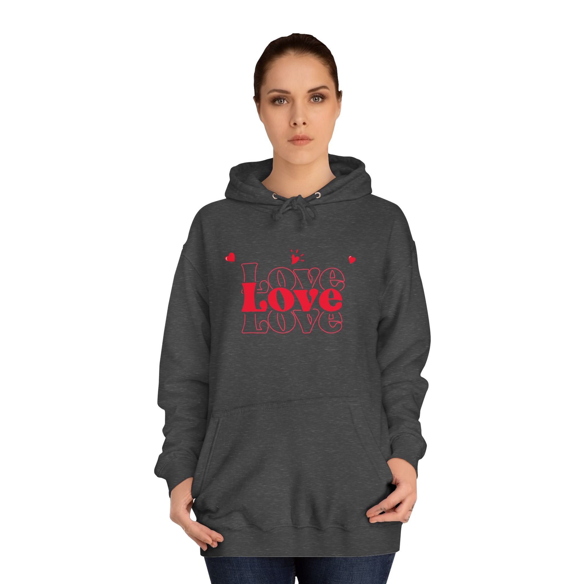 Love Hoodie — Minimal Red Heart Graphic Pullover for Valentine’s Day