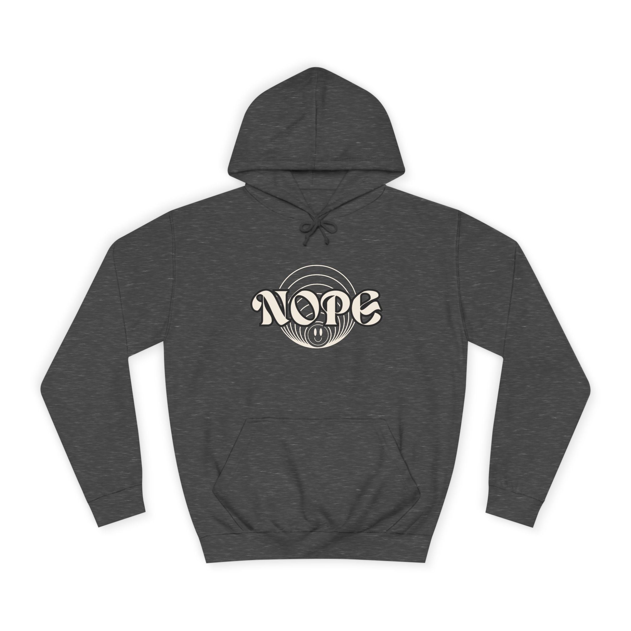Nope Graphic Hoodie — Retro Script "NOPE" Casual Pullover for Streetwear
