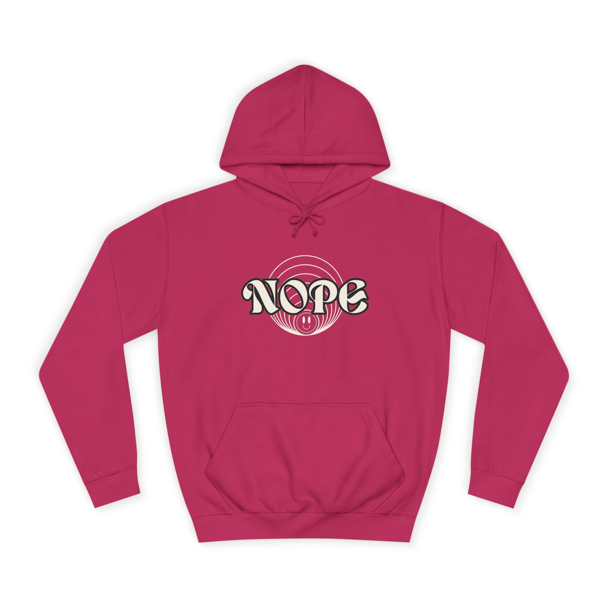 Nope Graphic Hoodie — Retro Script "NOPE" Casual Pullover for Streetwear