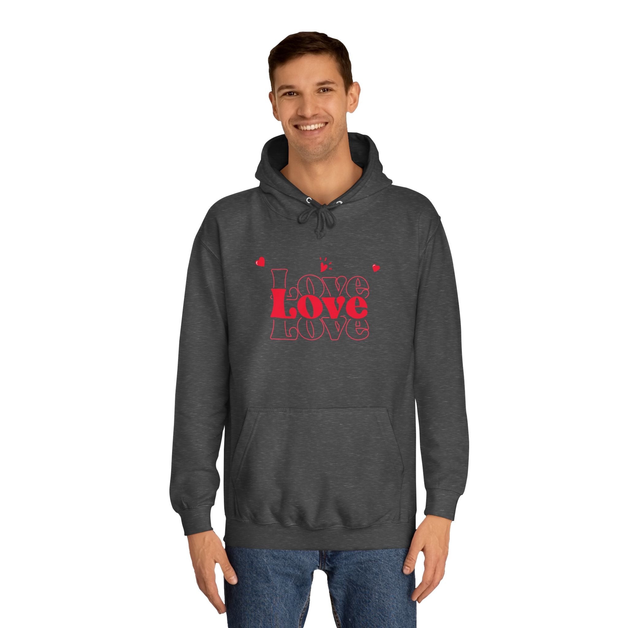 Love Hoodie — Minimal Red Heart Graphic Pullover for Valentine’s Day